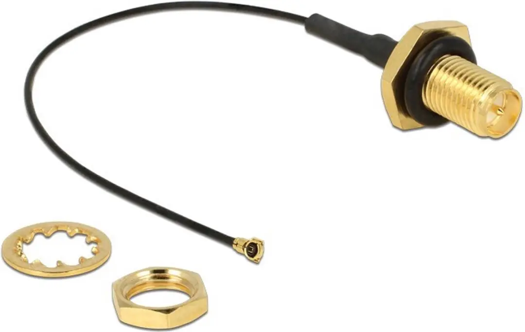 Delock MHF 4(v) RP-SMA(v) Kabel 0,10m - Micro Coax 0,81mm - 50 Ohm