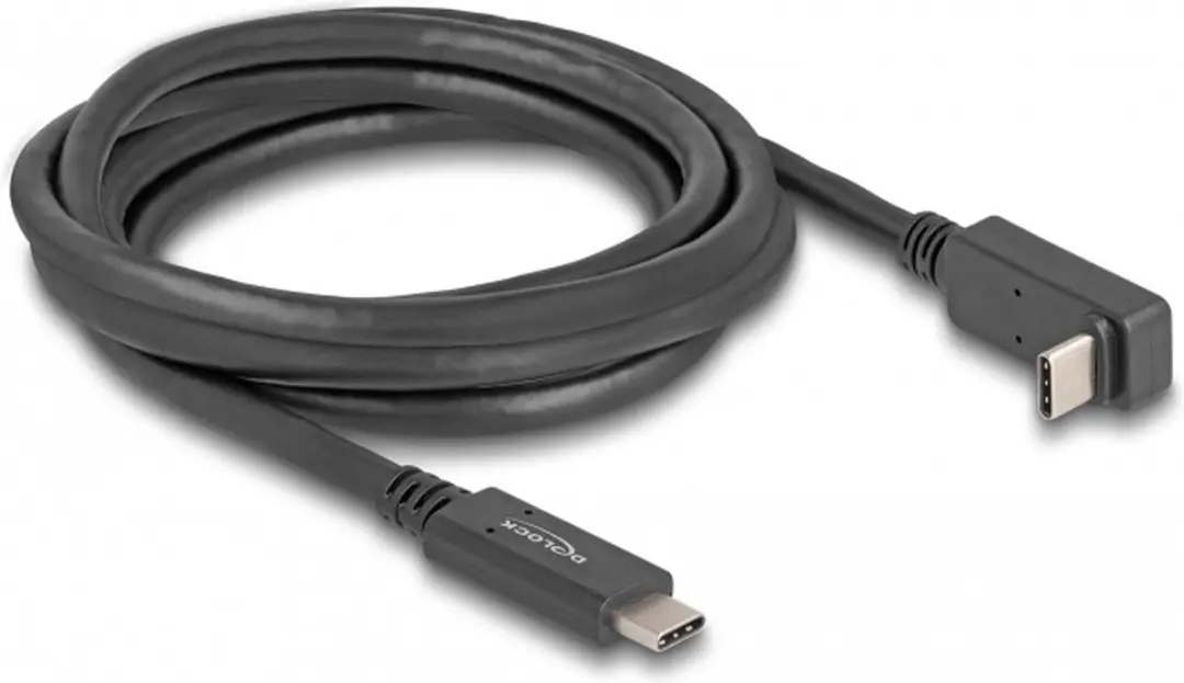 Delock USB-C Kabel Haaks 5Gbps PD 60W 4K60Hz - 2m Zwart
