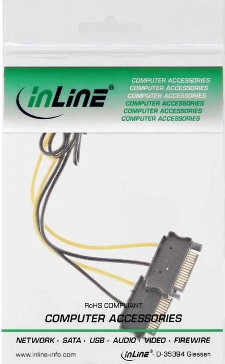InLine PCIe 8-pins naar 2x SATA Adapter - 15cm - Wit