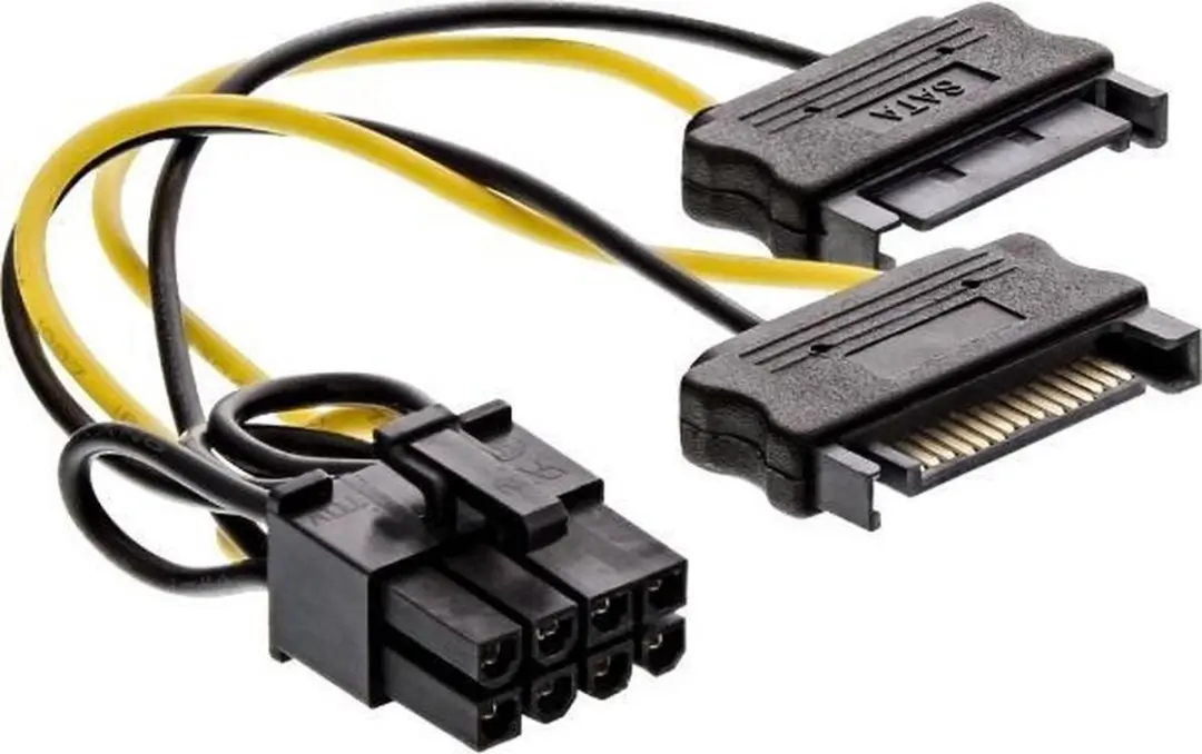 InLine PCIe 8-pins naar 2x SATA Adapter - 15cm - Wit