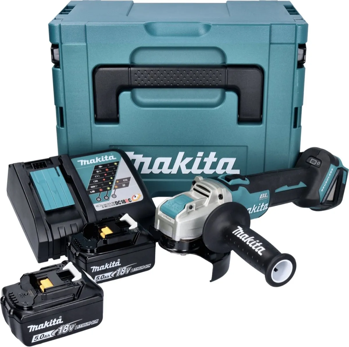 Makita DGA 521 RTX1J Haakse Slijper 18V - 125mm X-LOCK - 2x 5.0Ah