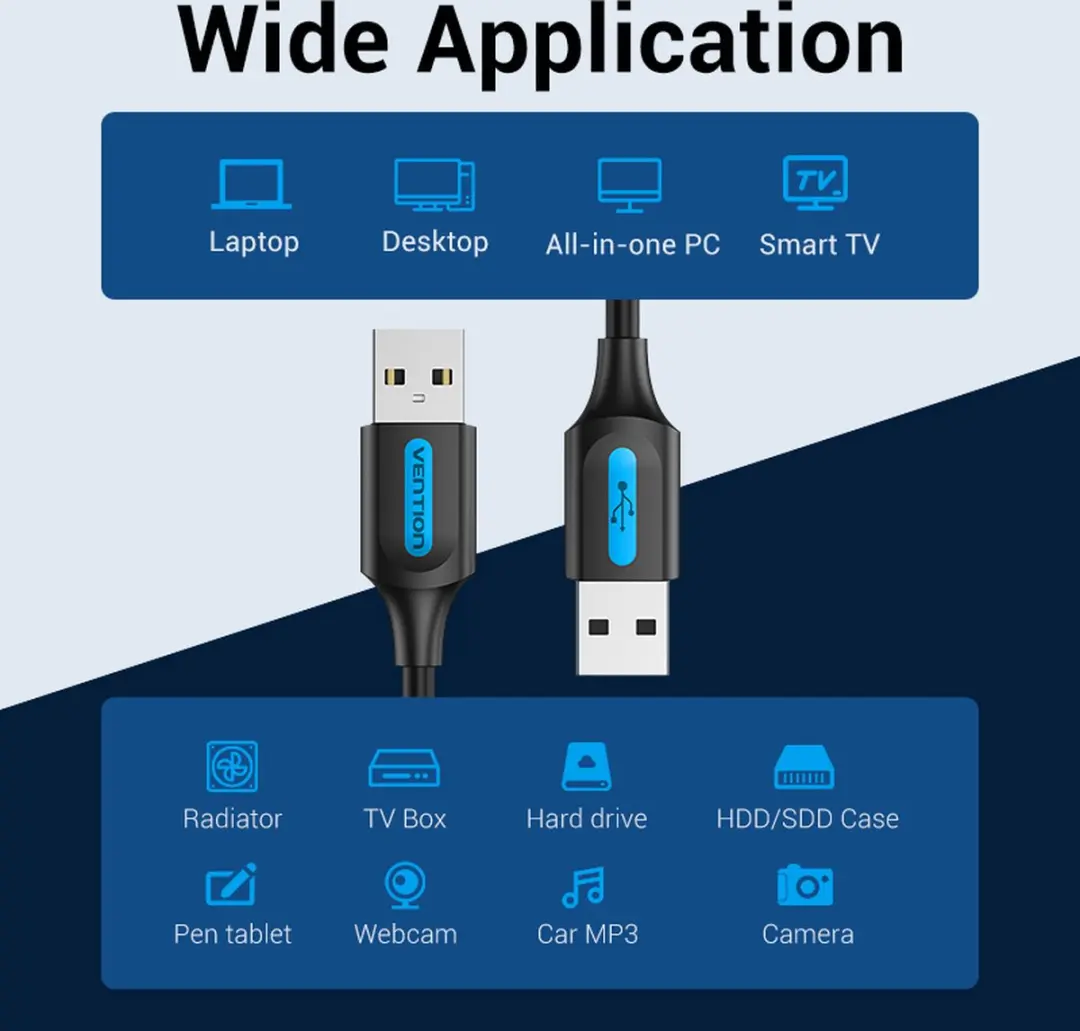 Vention COJBD USB 2.0 Kabel A - A 0,5m - Zwart - afbeelding 6 van 6