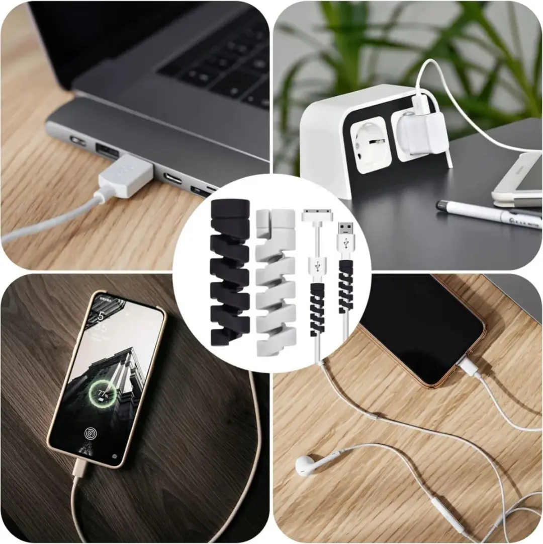 Selected Flexibele Siliconen Kabelbeschermers 12 Stuks - Zwart/Wit