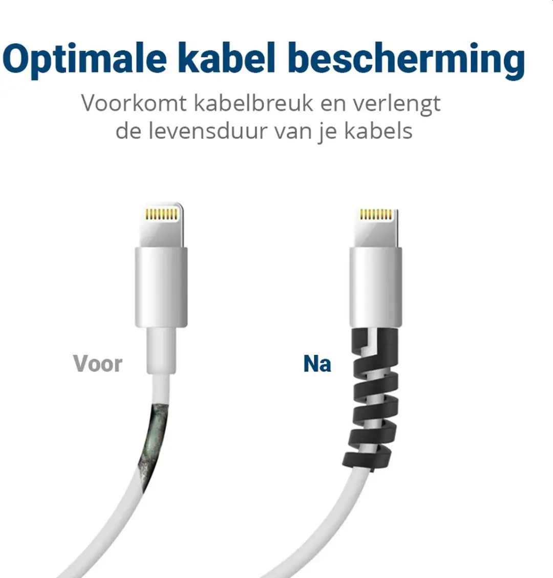 Selected Flexibele Siliconen Kabelbeschermers 12 Stuks - Zwart/Wit - afbeelding 6 van 6