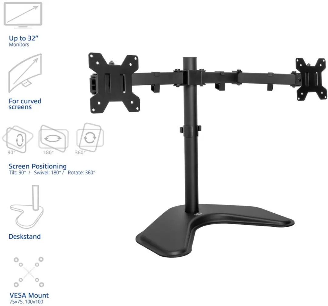 ACT Monitorarm AC8363 - 2 Schermen - 10-32" - Zwart