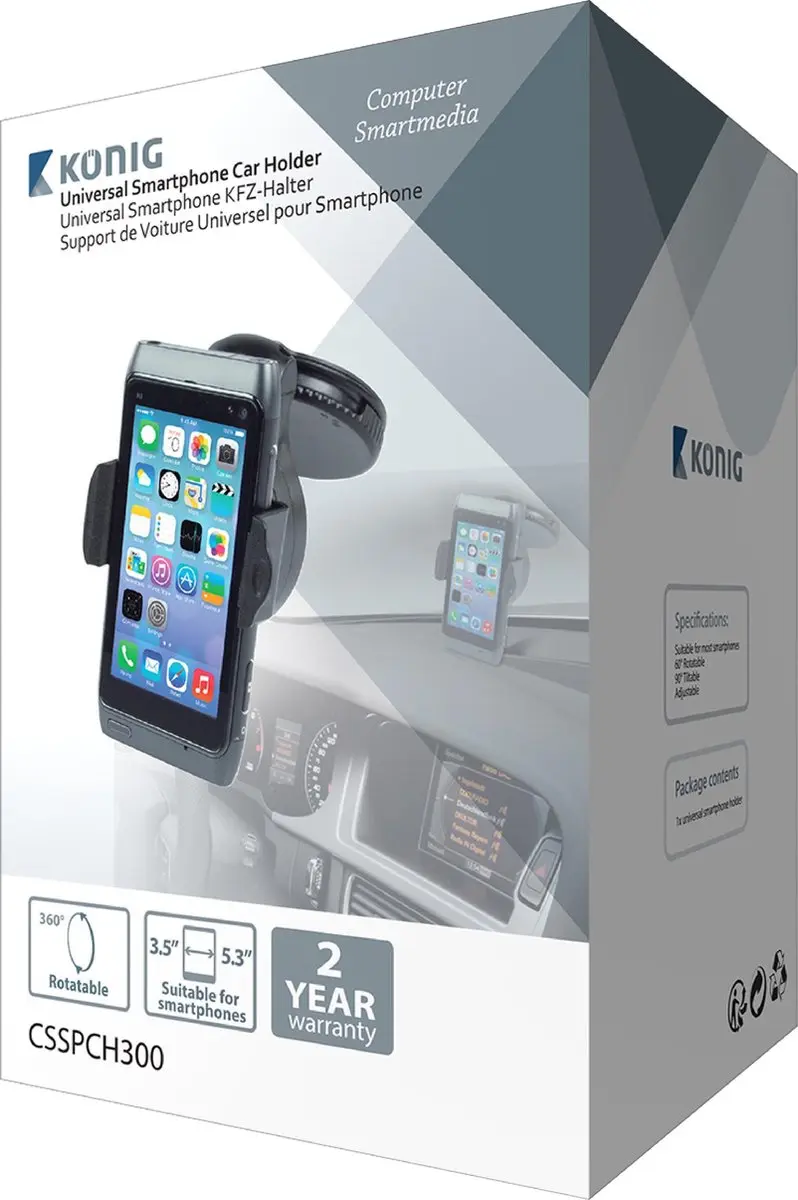 Konig Universele Smartphone Autohouder CSSPCH300 - afbeelding 2 van 6