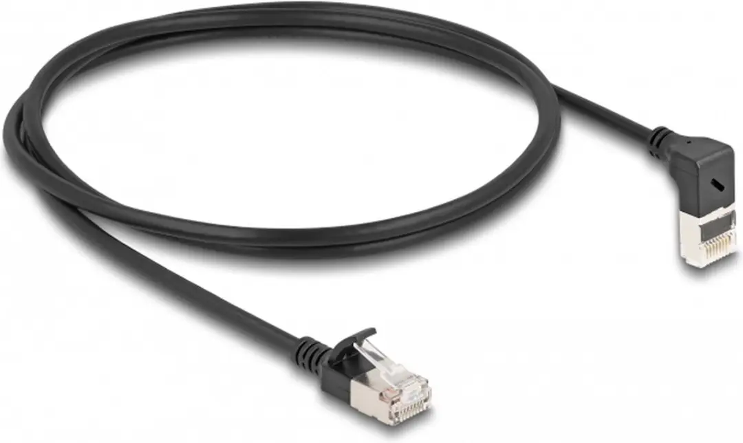 Delock Cat.6A S/FTP RJ45 Kabel 90° - 1m - Zwart