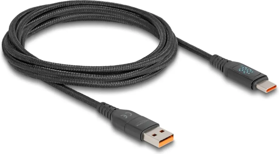 Delock USB-C naar USB-A 140W Opladerkabel 1.2m - Zwart