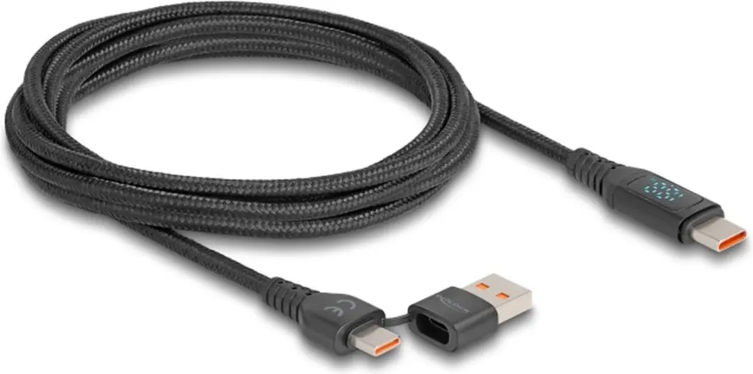 Delock USB-C naar USB-A 140W Opladerkabel 1.2m - Zwart