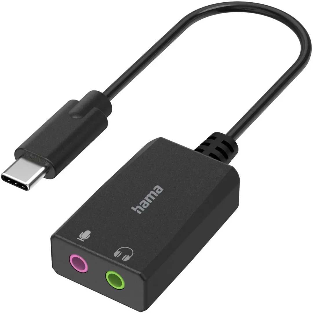 Hama USB-C Geluidskaart 00200320 - 2x 3,5mm Jack - Zwart