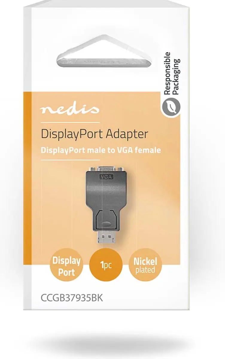 Nedis DisplayPort naar VGA Adapter CCGB37935BK - 1080p - Zwart