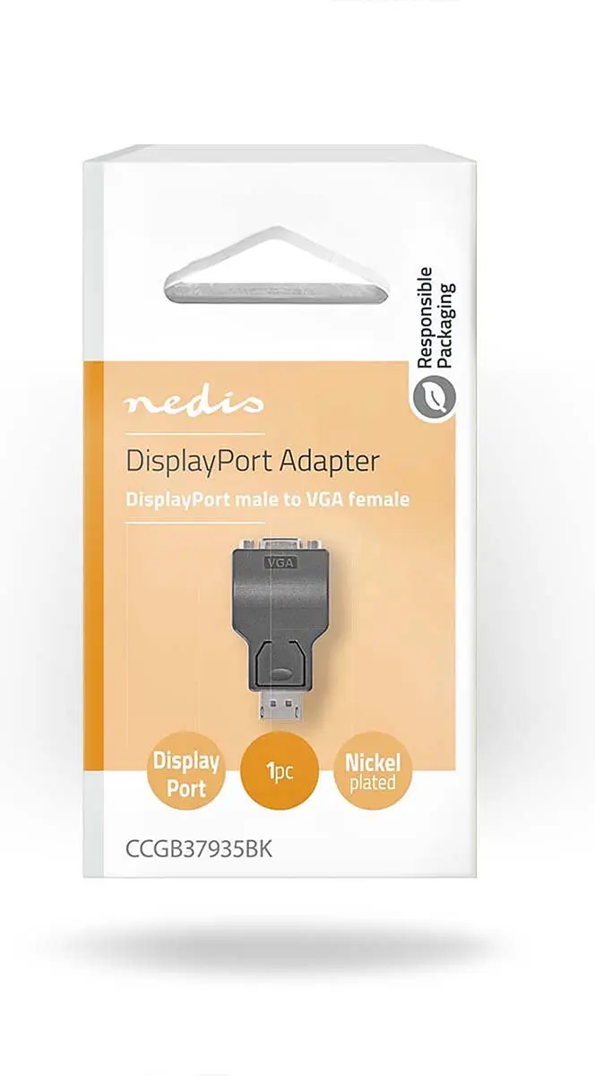 Nedis DisplayPort naar VGA Adapter CCGB37935BK - 1080p - Zwart