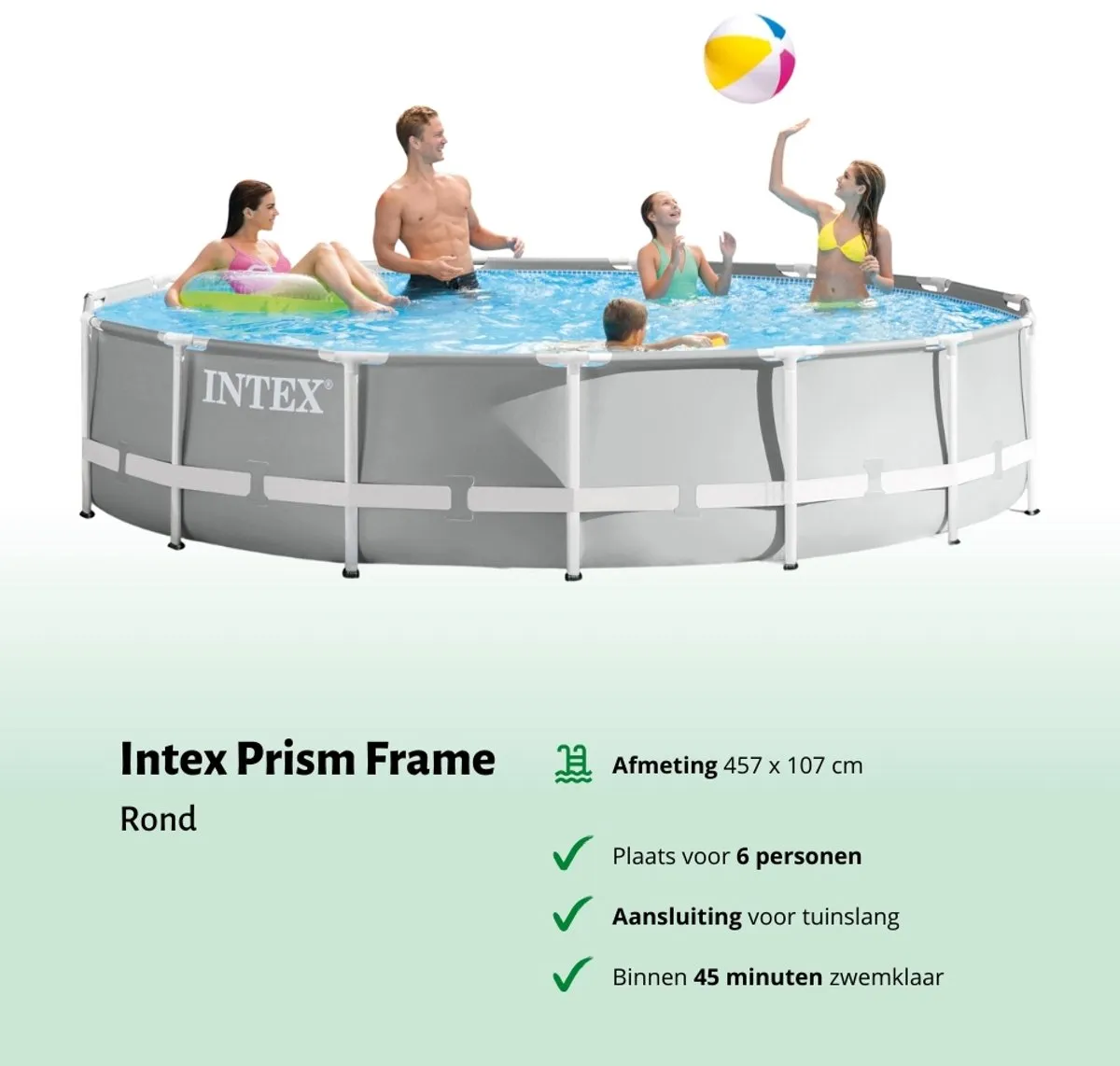 Intex Prism Frame 26724GN Opzetzwembad - Ø457cm x 107cm - Lichtgrijs