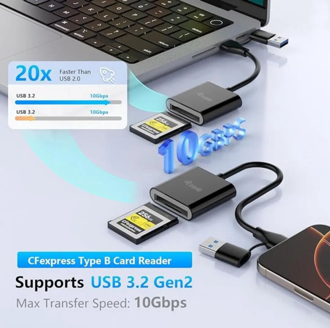 Equip 245461 CFexpress 2.0 Type B Kaartlezer - USB-C Zwart
