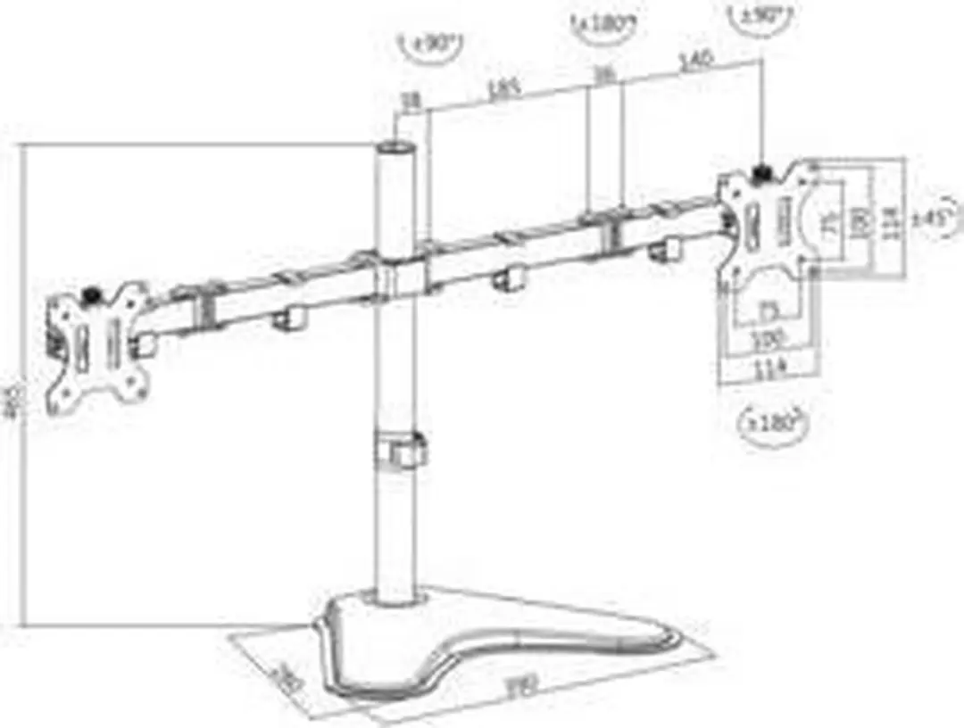 Logilink BP0045 Monitorarm 32" - 2 Schermen - VESA 75/100 - Zwart