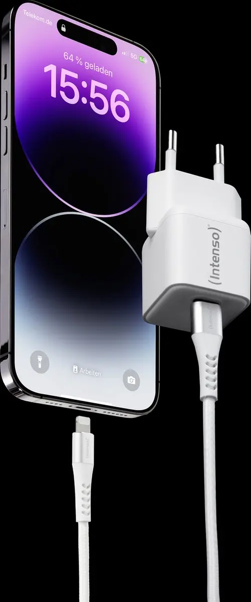 Intenso W30C 30W GaN USB-C Adapter + C315L Lightning Kabel - Wit