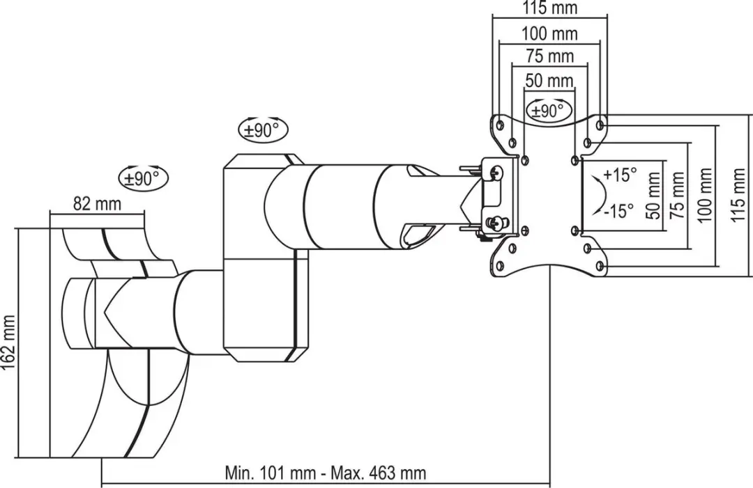 Deltaco ARM-0370 Muurbeugel 13-32" - 30kg - Zwart