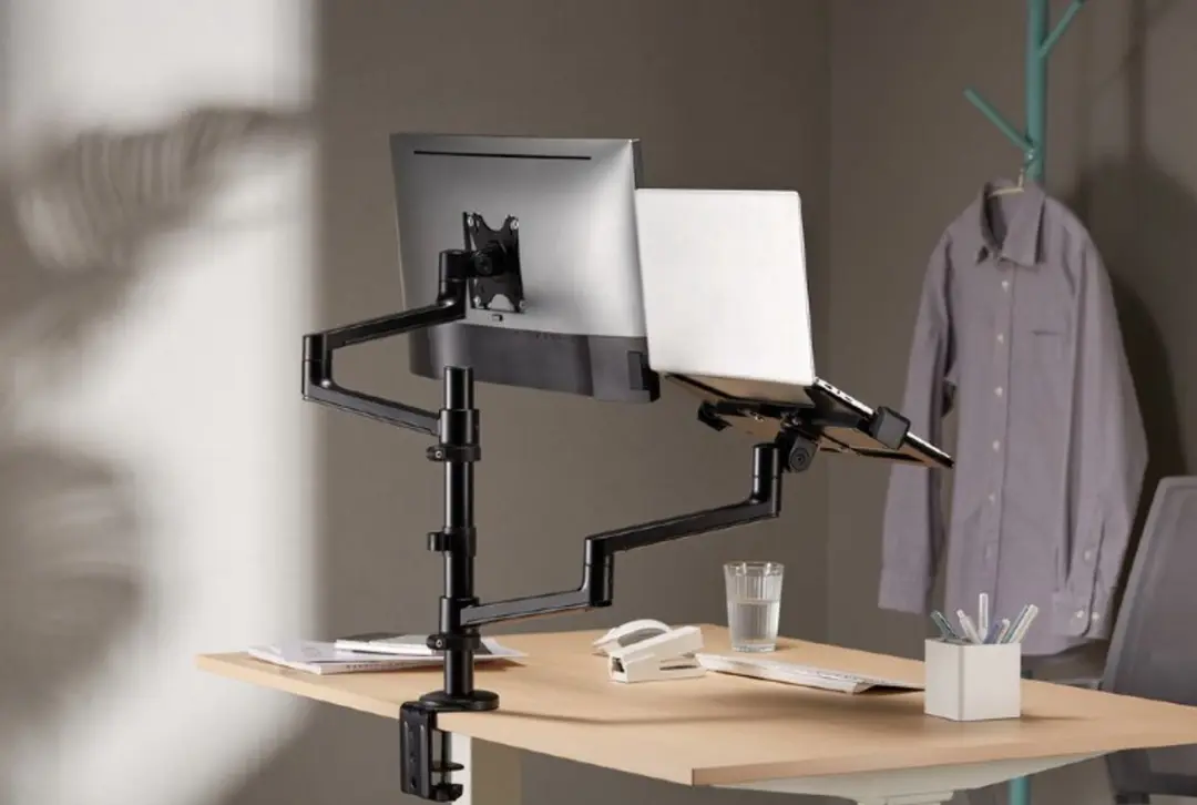 Gembird Verstelbare Bureaustandaard met Monitorarm en Laptophouder - Zwart