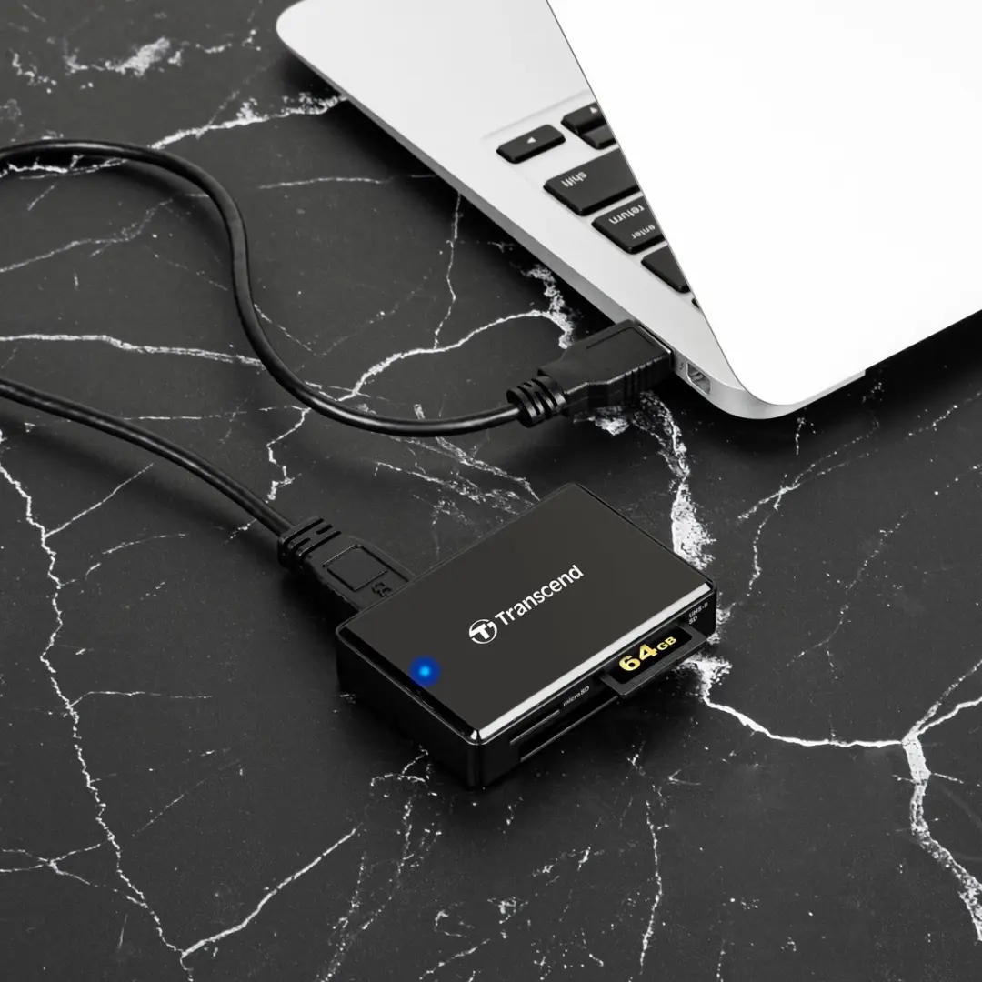Transcend TS-RDF9K2 Geheugenkaartlezer - Micro-USB - Zwart