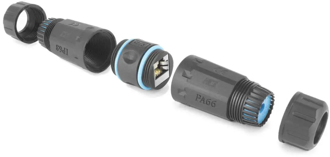 ACT Shielded CAT6A Outdoor IP68 RJ45 Koppelstuk - Zwart