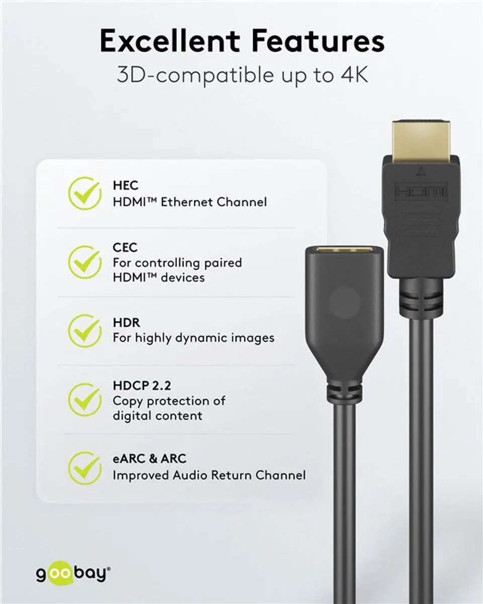 Goobay HDMI Verlengkabel 61307 - 4K 60Hz - Zwart