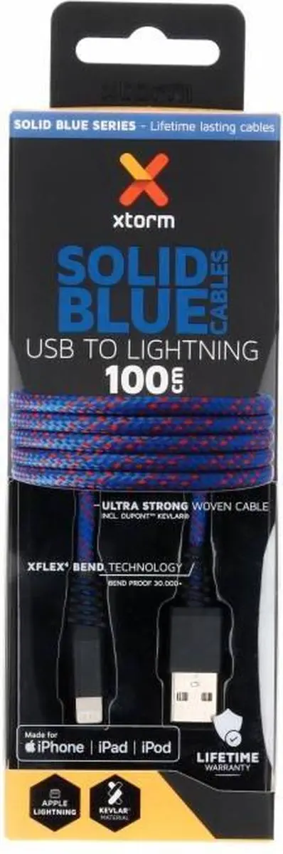 Xtorm CS020 Lightning naar USB Kabel 1 m - Blauw - afbeelding 6 van 6