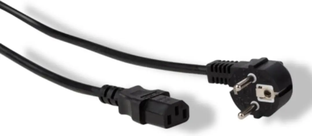 Perel Voedingskabel H05VV-F 3G1 2m 10A/230V - Type E/F 90° naar C13 - Zwart