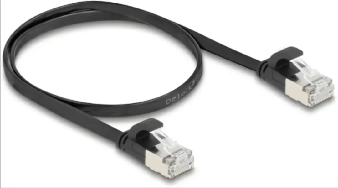 Delock RJ45 Flat Patchkabel Cat.6A 0.5m - Zwart