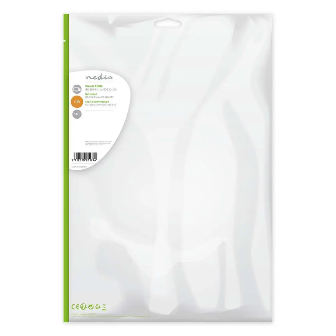Nedis Stroomkabel IEC-C14 naar IEC-C13 5m - Zwart