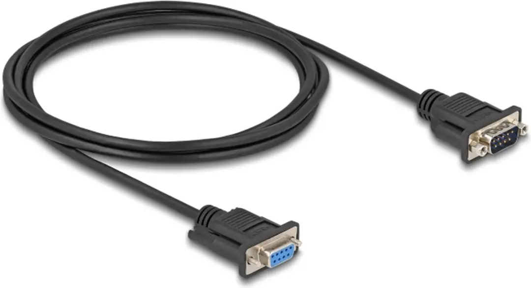 Delock RS-232 D-Sub9 Kabel Mannelijk-Vrouwelijk - 2m - Zwart