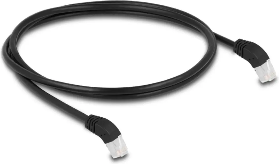 Delock RJ45 Cat.6A S/FTP Kabel 45° - 1m - Zwart