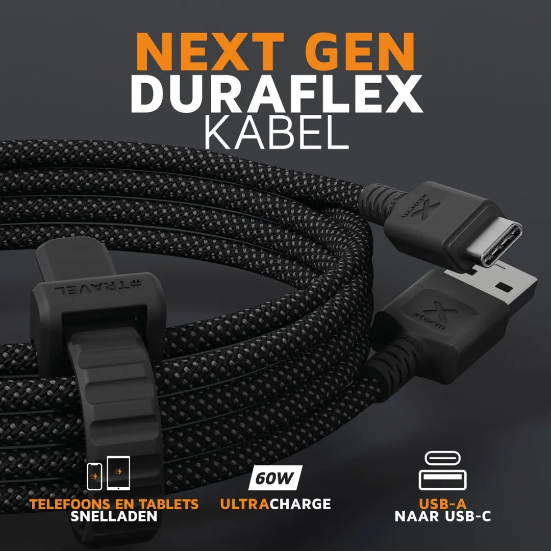 Xtorm Next Gen CX3061 USB-C naar USB-A Kabel 3m - Zwart