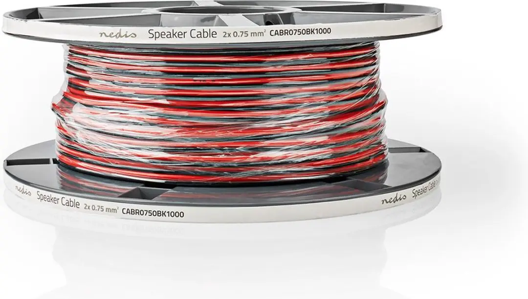 Nedis Speaker-Kabel CABR0750BK1000 - 2x0.75mm² - 100m - Rood/Zwart