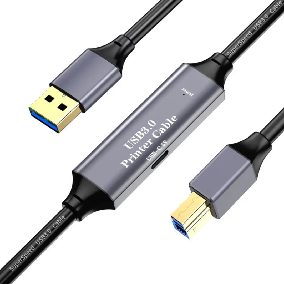NÖRDIC USB3-112 USB A naar USB B Kabel 5m - Zwart
