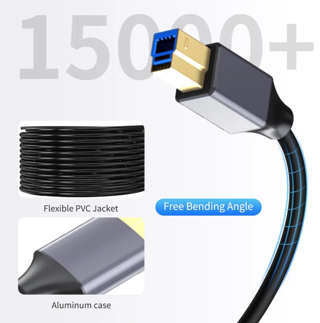 NÖRDIC USB3-112 USB A naar USB B Kabel 5m - Zwart - afbeelding 6 van 6
