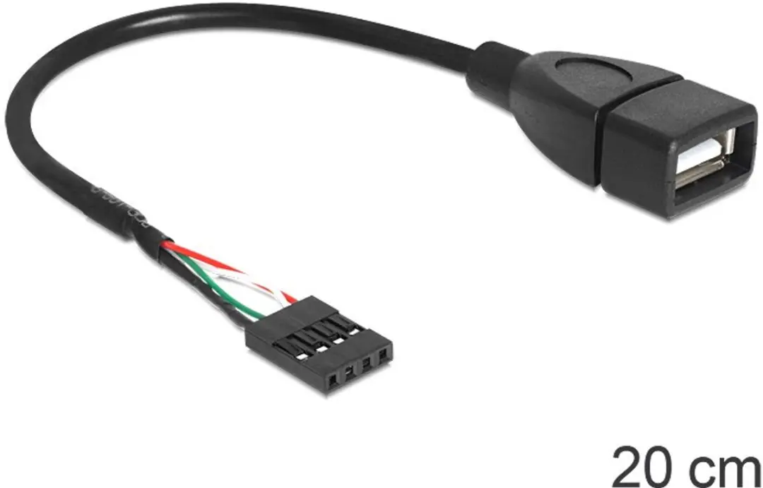 Delock Pin Header Adapter USB2.0 naar USB-A 0,20m - Zwart