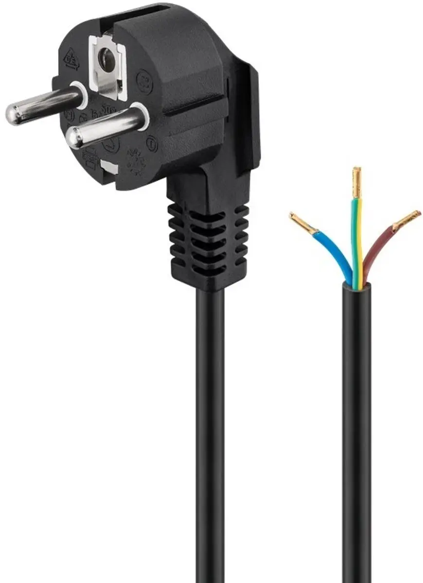 Nedis Stroomkabel Type F CEGL10700BK20 - 2m - Gehoekt - Zwart