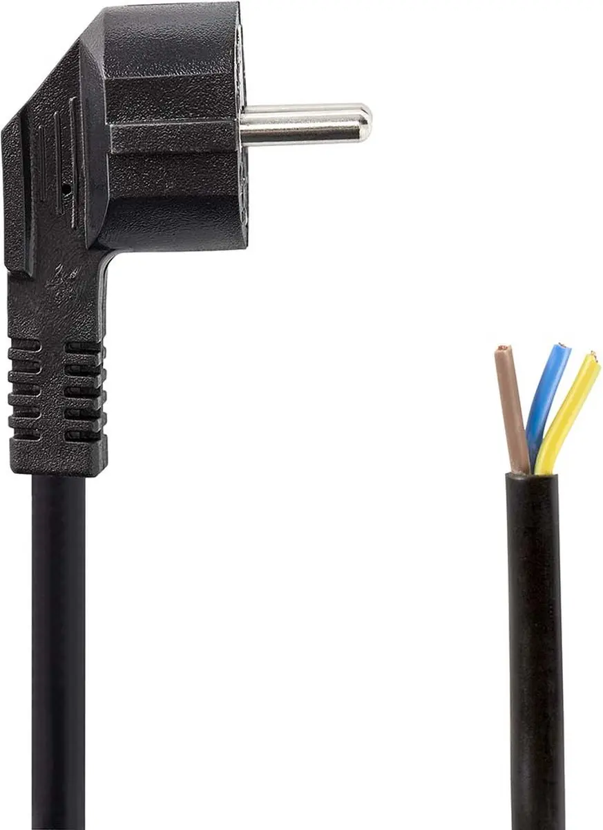 Nedis Stroomkabel Type F CEGL10700BK20 - 2m - Gehoekt - Zwart