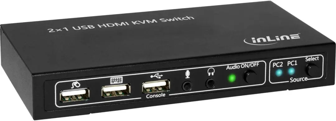 InLine 2-Poorts HDMI KVM Switch 4K2K - USB 2.0 Audio - Zwart