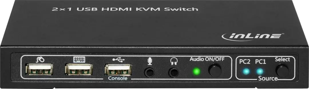 InLine 2-Poorts HDMI KVM Switch 4K2K - USB 2.0 Audio - Zwart