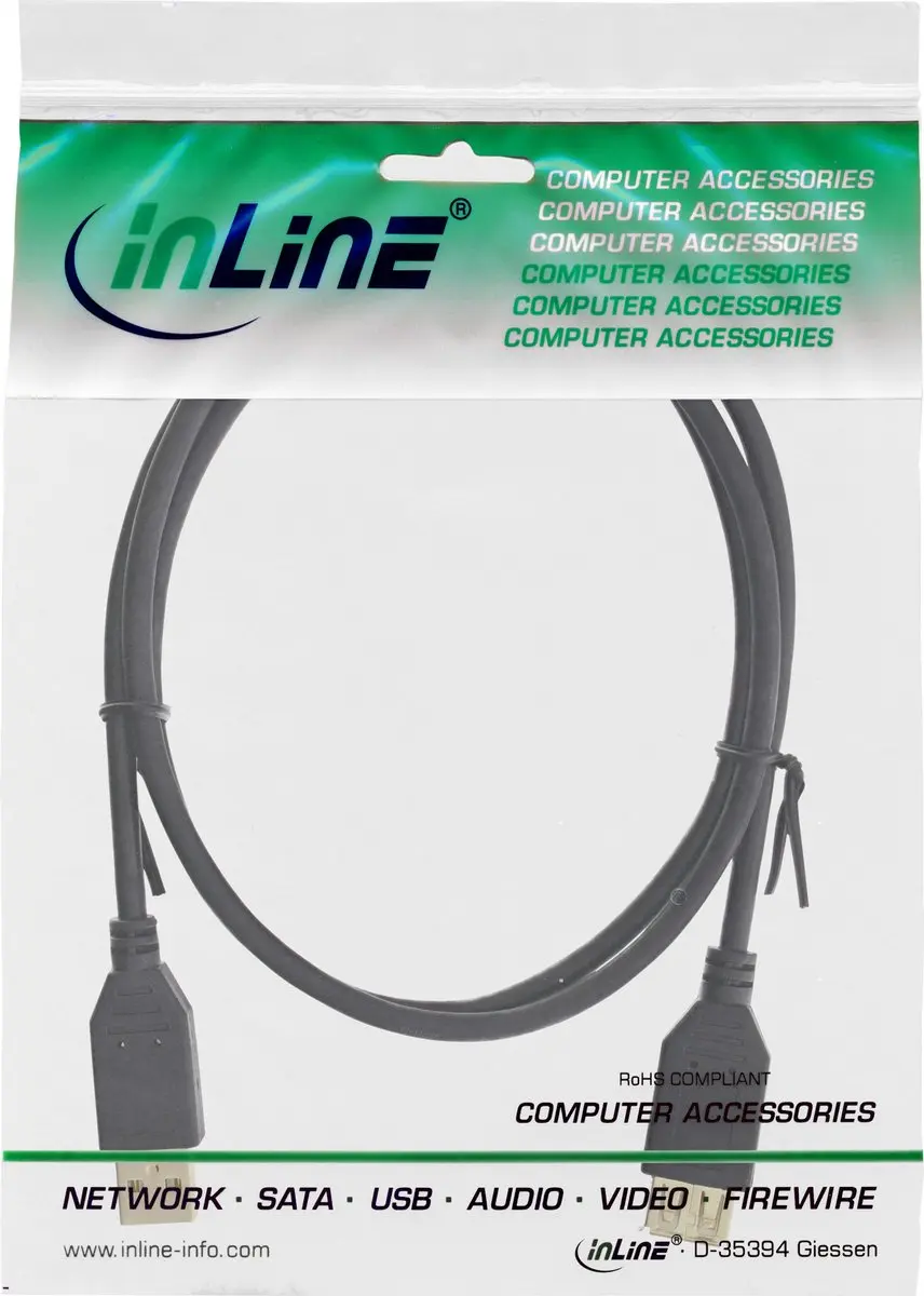 InLine USB Verlengkabel USB2.0 2m - Zwart