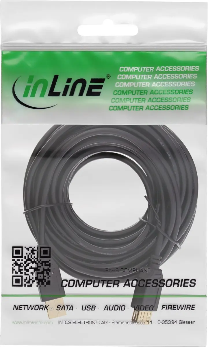 InLine USB Verlengkabel USB2.0 2m - Zwart