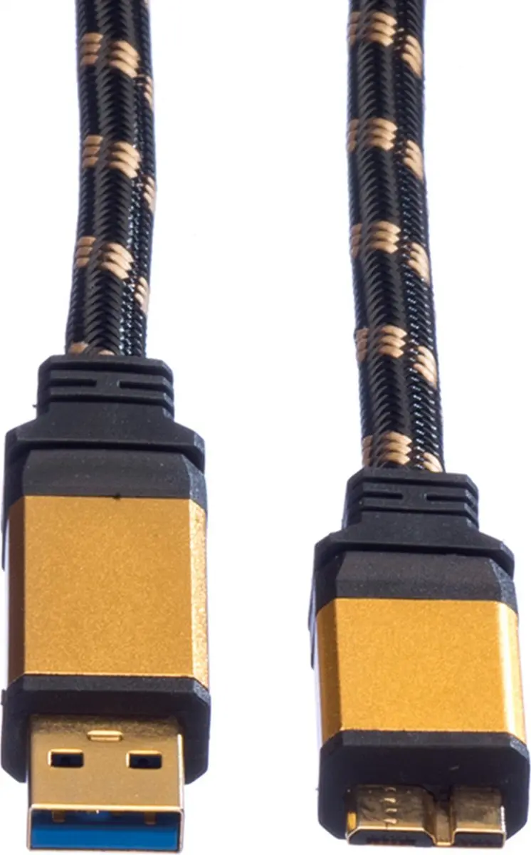 Roline Gold USB 3.2 Gen 1 Kabel A-Micro B 2m - Zwart/Goud