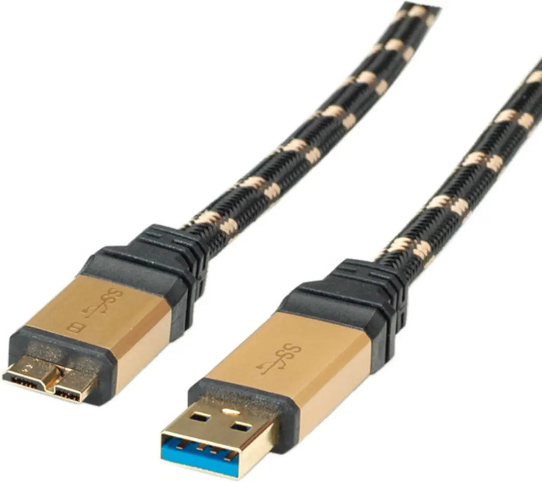Roline Gold USB 3.2 Gen 1 Kabel A-Micro B 2m - Zwart/Goud