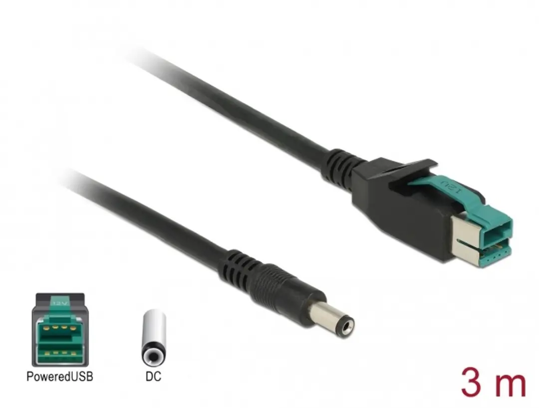 Delock USB-naar-DC 5.5x2.1mm Kabel 12V 3m