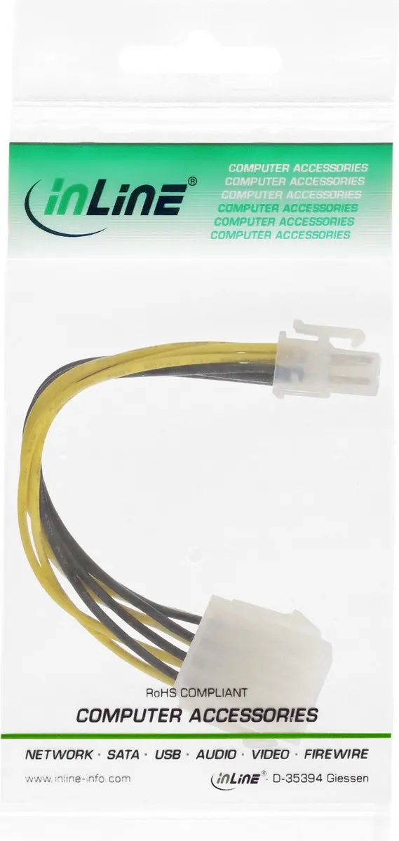 InLine ATX12V P4 EPS12V 8-pins Voedingskabel 0,15m - Wit