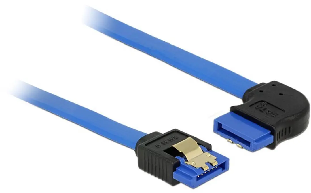 Delock SATA Kabel 6Gb/s 30cm - Blauw met gouden clips