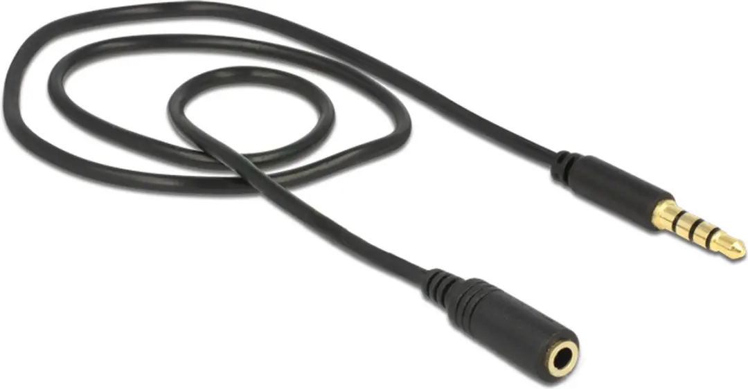 Delock 3,5mm Jack 4-polig Audio/Video Verlengkabel 0,5m - Zwart