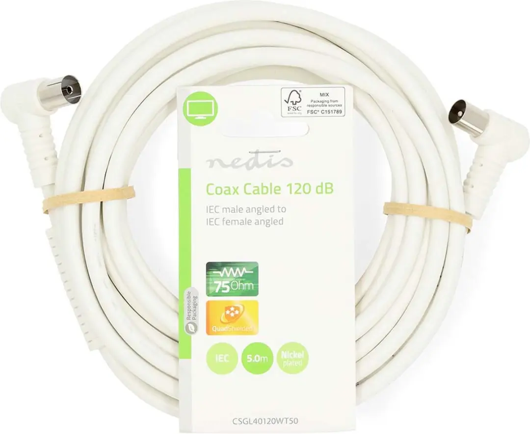 Nedis Coaxkabel CSGL40120WT50 - 75 Ohm - 5m - Wit