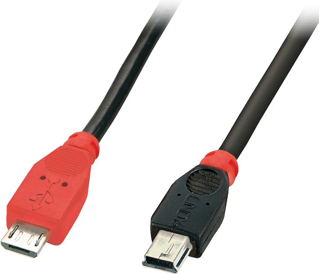 Lindy USB 2.0 USB-micro-B & mini-B Kabel 0.5m - Zwart - OTG - afbeelding 4 van 6
